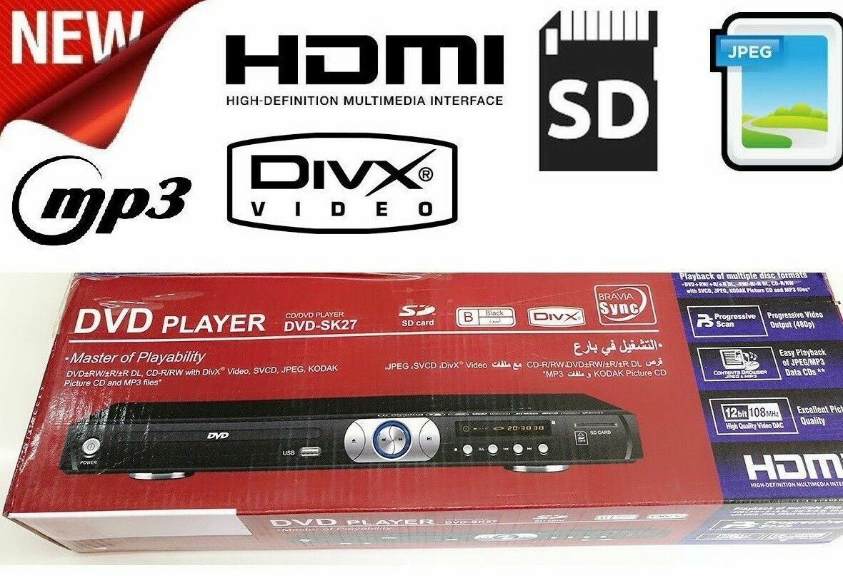 Lettore Dvd Div Cd Mp3 Usb Hdmi Media Player Telecomando Sd Jpeg cir