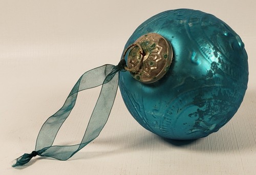 Vintage Kugel Style Bulb, Heavy Glass Blue Ball, 4
