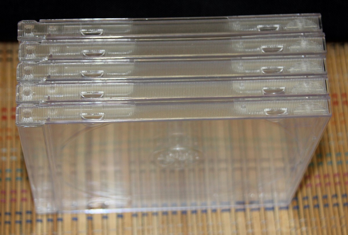 5 Regular Single Clear, Black Poly Jewel Cases For CD, DVD, Game, CD-R, etc.