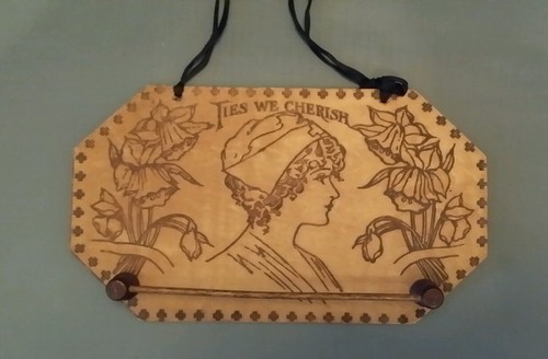 Original Early 1900's Tramp Art Carved Wood Wall Hanging Tie Rack Wood Antique