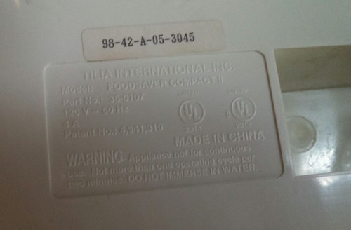 Pre-owned?Food Saver Compact II Food Vacuum Sealer ONLY? With instruction manual