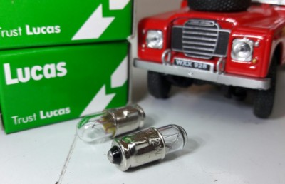 LED Lucas Type 12V Blue Bulbs x2 Warning Lamps Smiths Gauges LLB281 GLB281 BA7s