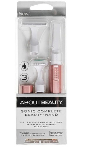 2 PACK About Face Beauty Sonic Complete Beauty-Wand Facial Razor & Exfoliator