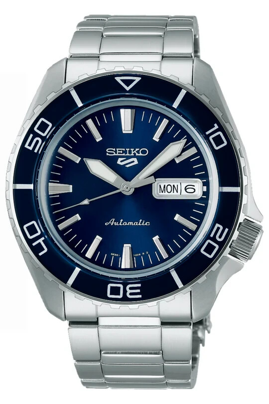 Pre-owned Seiko 5 Sports Automatic Dive Blue Dial Stainless Steel Watch Srpk97