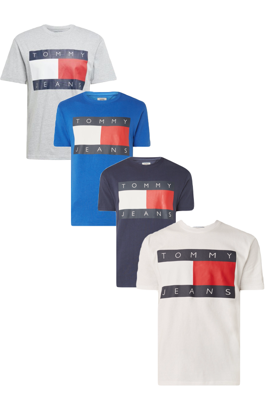 TOMMY JEANS  Herren Freizeit T-Shirt 90´s Big Flag Rundhals S-XXL 