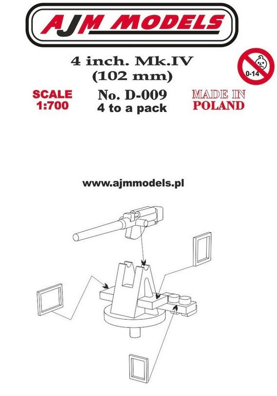 Ajm Models - D009 - 4 Pouces. Mk Iv (102 Mm) 1:700