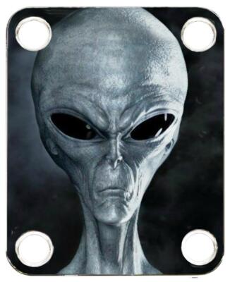 Neckplate to fit Electric Guitar Color Graphic PJ Bass Strat Tele Alien Entity 4