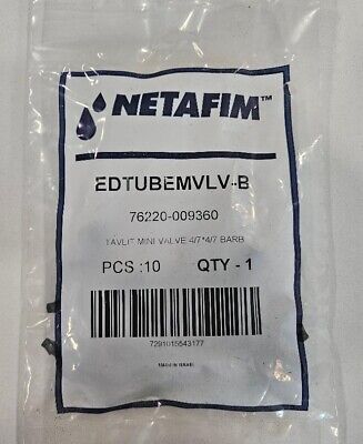 Netafim EDTUBEMVLV-B Barbed Mini Valve- Bag of 10