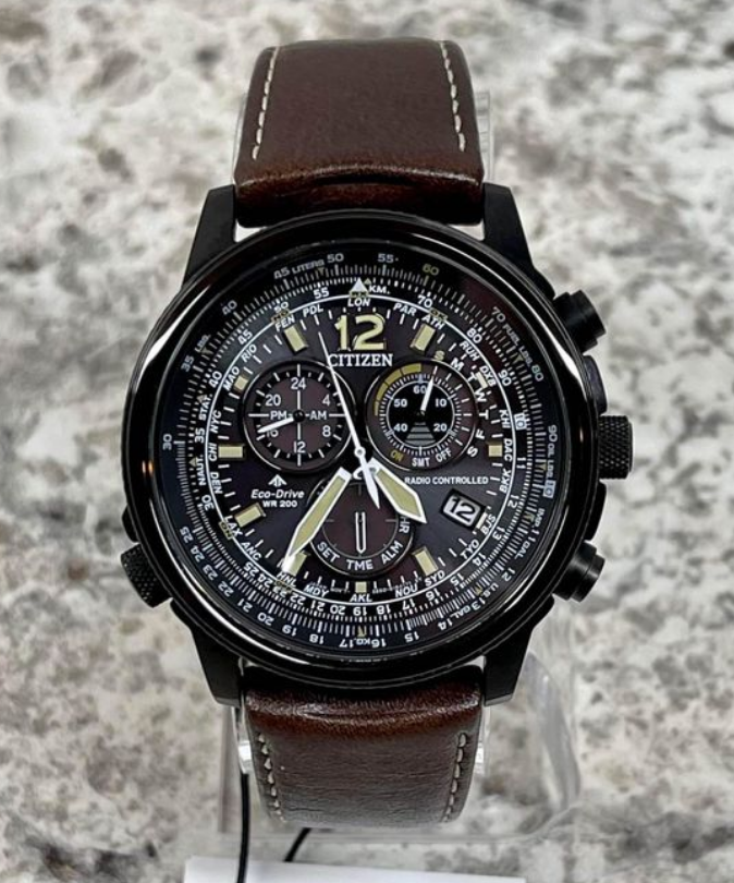 Pre-owned Citizen Promaster Sapphire Radio Controlled Black Dial Men's Watch Cb5865-15e