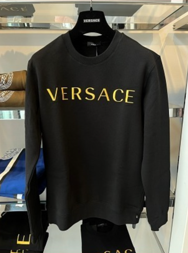 Pre-owned Versace Brushed Embroidery Logo Gold Sweater Sweatshirt Pullover Jumper Xl