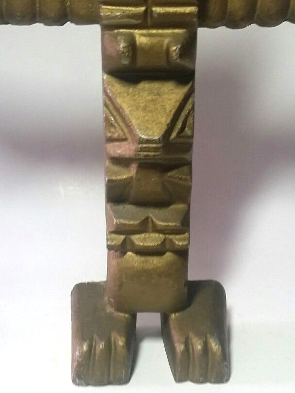 Vintage Northwest Indian Totem Pole Native American Cast Aluminum 11