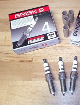 3x BRISK P36 Iridium Upgrade Spark Plugs fits: PEUGEOT 1.2i Models as Listed