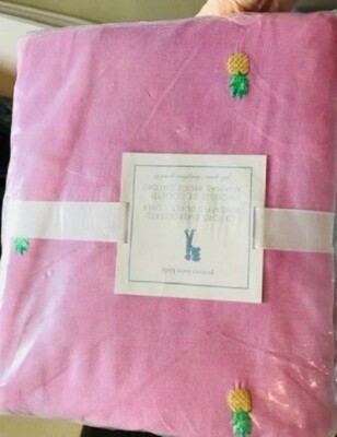 Pottery Barn Oxford Pineapple Duvet Cover Pink Queen 2 Standard Shams Palm Beach