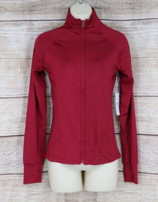 Active Basic Womens Full Zip Joggers Jacket Size Small Medium Large Cranberry