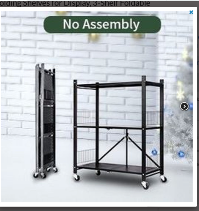 Organizer 3 Tier Foldable Metal Storage Shelves Rack with Wheels Rolling Cart