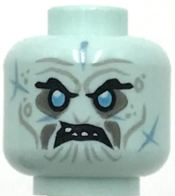 Lego New Light Aqua Minifigure Head Dual Sided Wrinkles Teeth Ice Spikes on Back