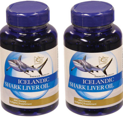 2 Icelandic Shark Liver Oil 500mg 2 x 200= 400 softgels Best Deal Free Shipping