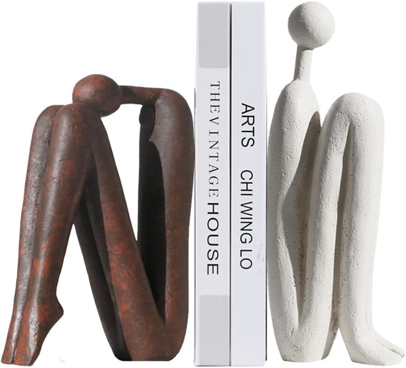 Thinker Decorative Bookends, Heavy Duty Book Ends for Shelves, Resin Bookends fo