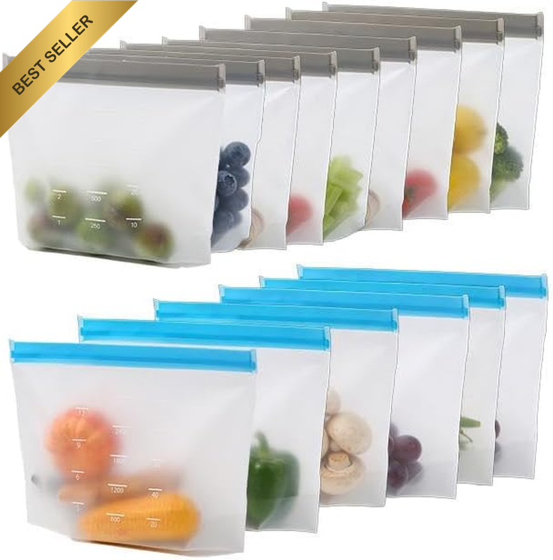 Packs Reusable Food Storage Bags, Stand up Large Capacity Ziplock Freezer Bags,