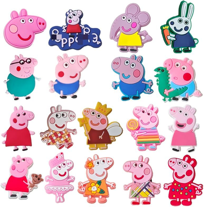 18 Pcs peppa pig Corc Charms Shoes Decorative Charms Full of Childlike Fun