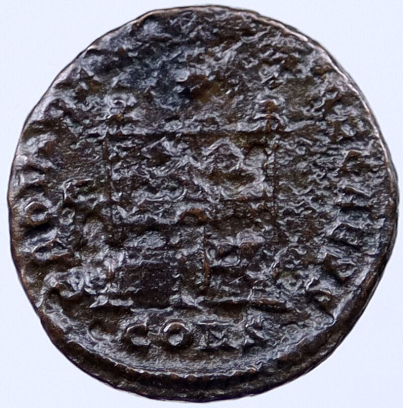 Constantius Ii Authentic Ancient 325ad Old Roman Coin Legion Camp Gate I119081