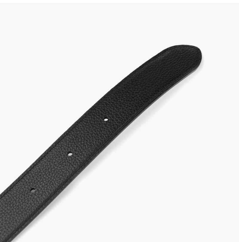 MONTBLANC MONTBLANC M BUCKLE BLACK 35MM REVERSIBLE LEATHER BELT FOR MEN PALLADIUM-COATED