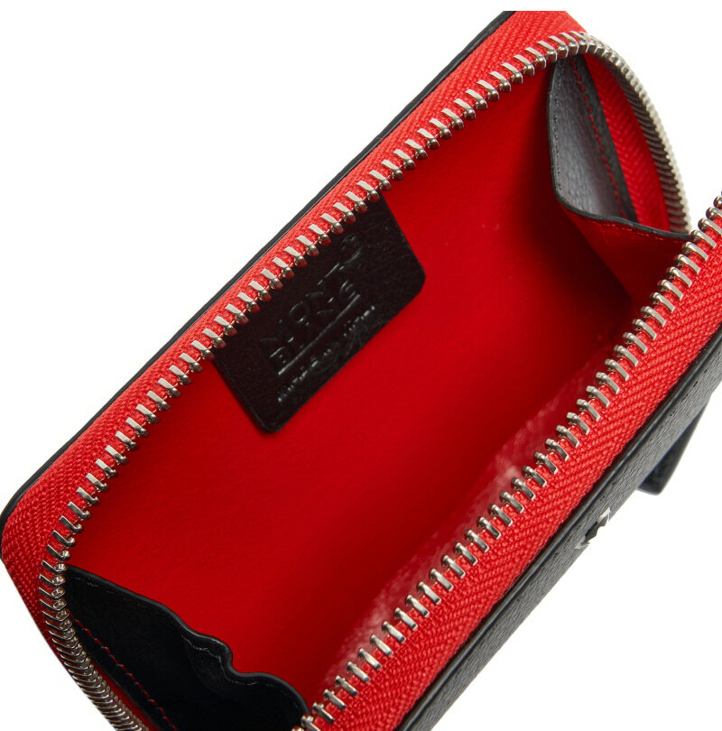 Pre-owned Montblanc Genuine  Meisterstück Natural Leather Coin Wallet Purse Pouch Pocket In Black & Red
