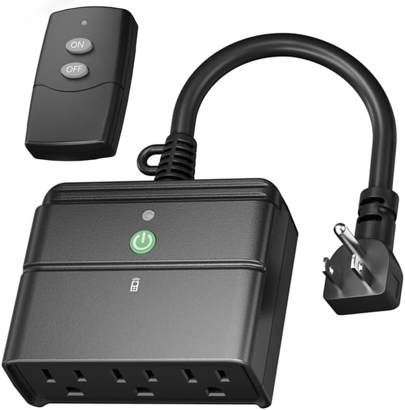 Outdoor Indoor Wireless Remote Control 3-Prong Outlet Weather Proof Heavy Duty 1