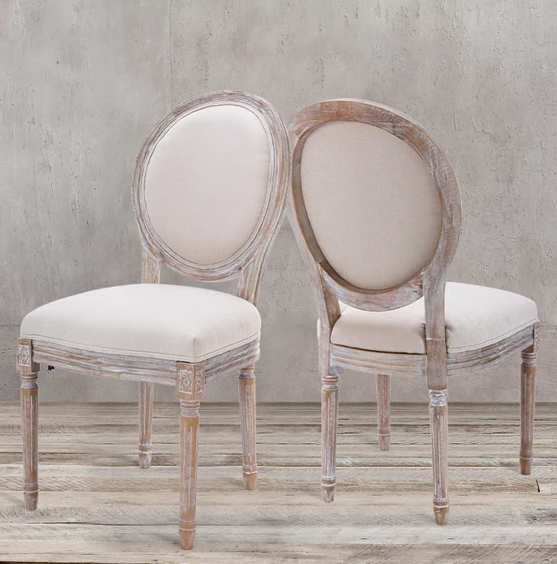 S With Round Back Set Of 2, Upholstered, Farmhouse ,
