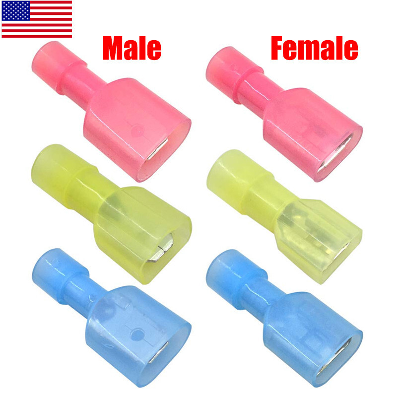 200Pcs Male&Female Insulated Wire Spade Terminal Crimp Connector Set 22-10 Gauge