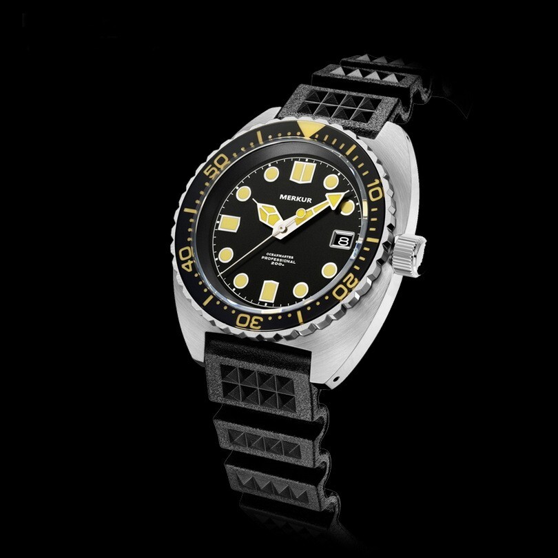 Pre-owned Merkur Men Diver Watch 42mm Military Automatic Mechanical Wristwatch 20amt Sport