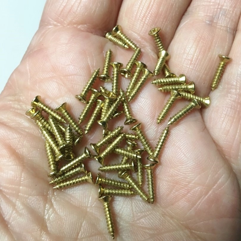Morezmore M01002-Brass 50pc Miniature Screws for Dollhouse M2 10mm 1:6 Scale