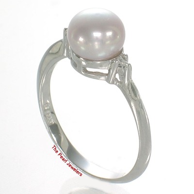 Solid Silver 925 Lavender Pearl; Cubic Zirconia Solitaires with Accents Ring TPJ