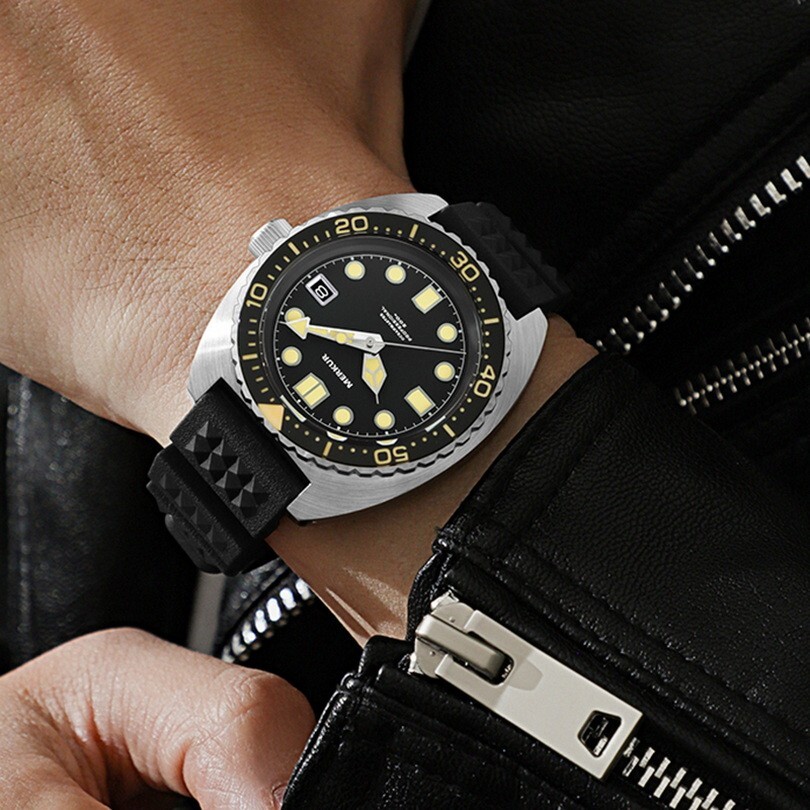 Pre-owned Merkur Men Diver Watch 42mm Military Automatic Mechanical Wristwatch 20amt Sport