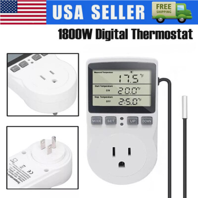 Digital Thermostat Plug Outlet Temperature Controller Heating Cooling with Probe