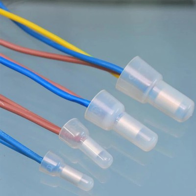 100x Crimp Caps Car Audio Alarm Wire Connectors Closed End Terminal Small White