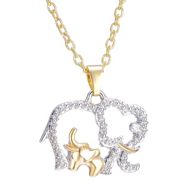 Baby And Mom Dad Elephant Necklace With Crystal Jewelry Mother's...