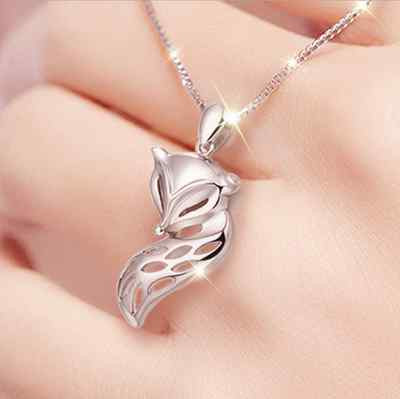  Fashion Elegant Silver SP Adorable *Fox* Pendant Necklace