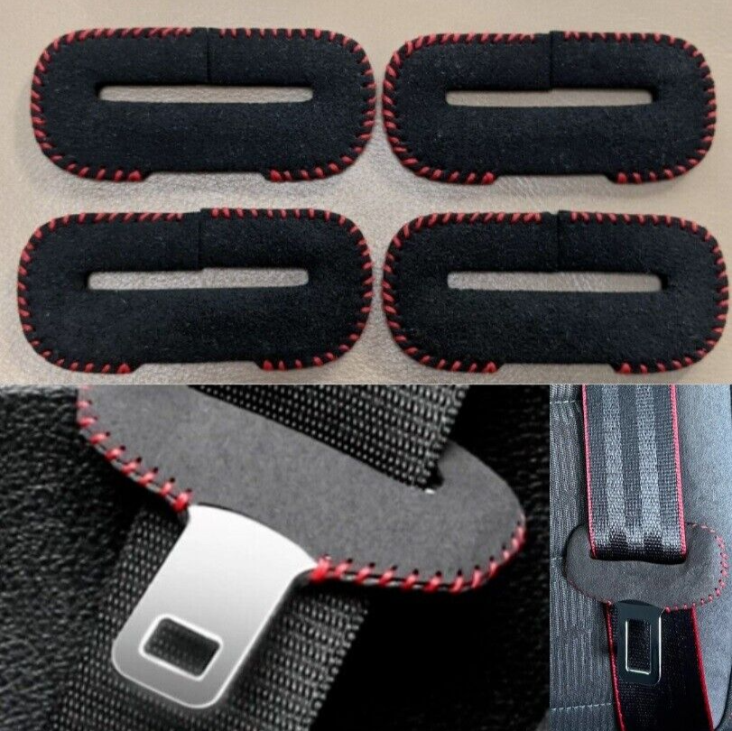 F54 MINI Cooper Seat Belt Buckle Covers Black Red Front Small x 4