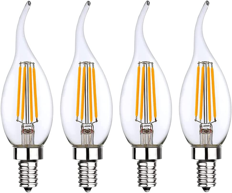 Low Voltage 12V 24V Candelabra E12 Base LED Light Bulb Flame Tip 40Watt New