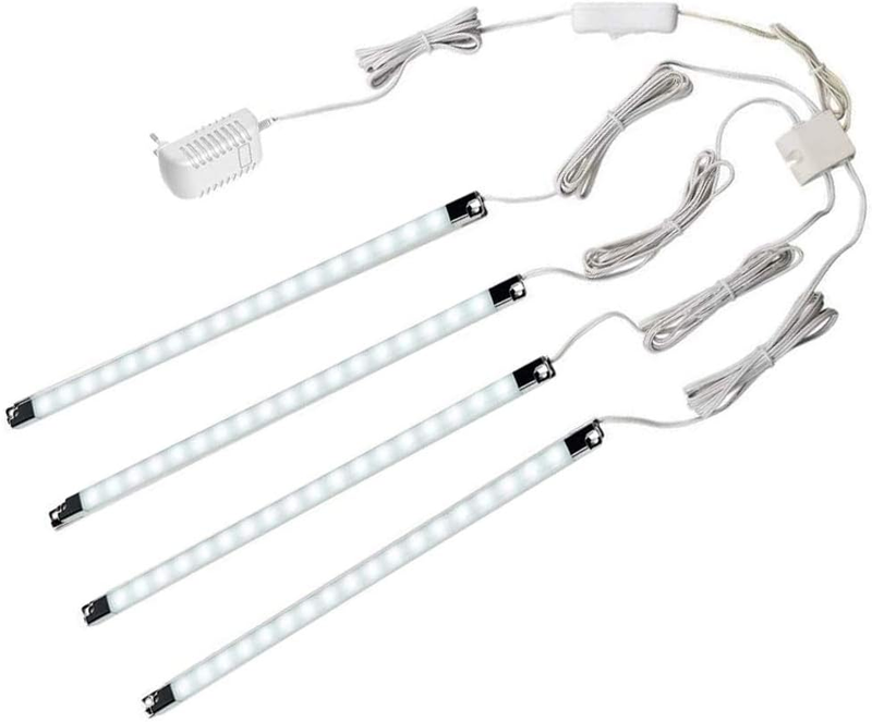LED Display Lights, (4) Strip Light Bars for Display Case Shelf Showcase Bookshe