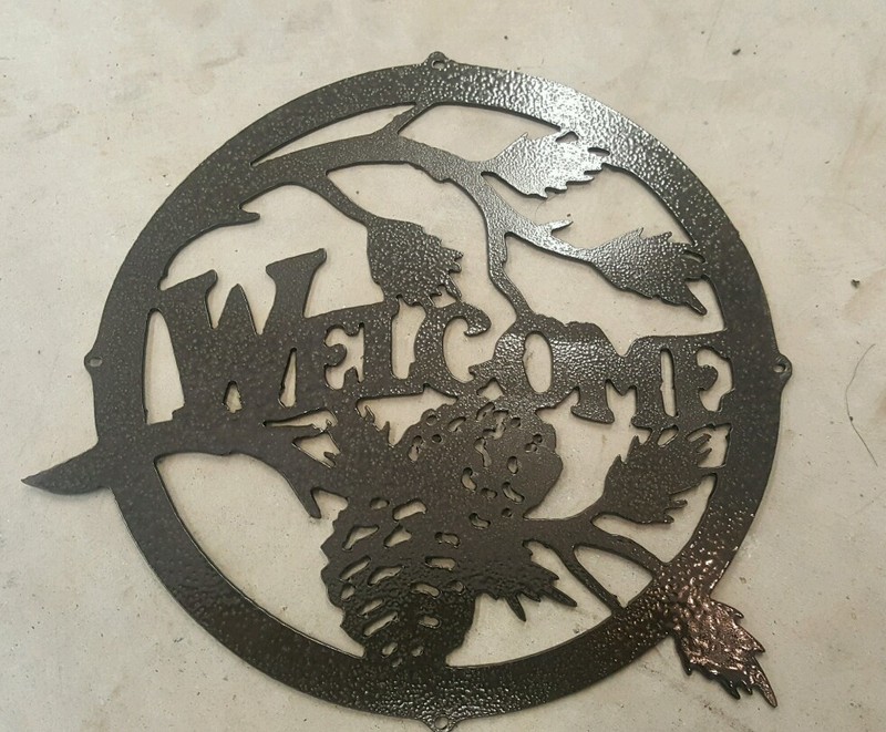 Pine cone welcome sign metal wall art plasma cut home