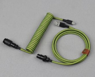 Mechanical Keyboard Aviator Cable Coiled Type-C USB Cord Green