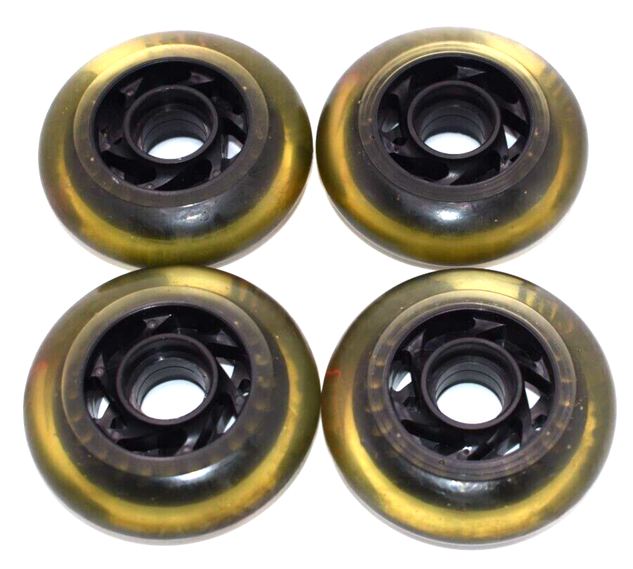 Set of 4 KRYPTO Turbo Racer Inline Roller Hockey Skate Wheels - Clear 76mm 74A
