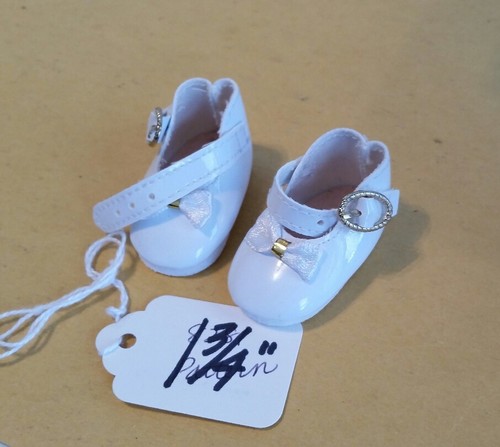 Antique Vintage Doll Shoes White Patent