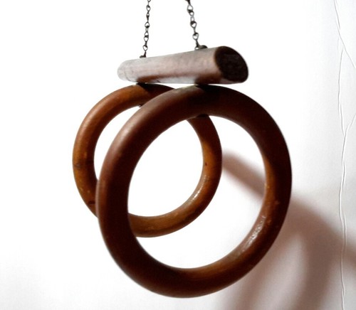 Wooden Two Ring Plant Towel Hanger Rack Porch Free Hanging