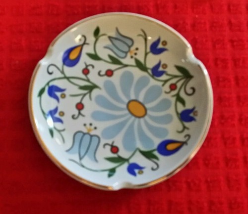 Vintage Porcelain Ashtray LUBIANA Made in Poland Folk Art 4.75