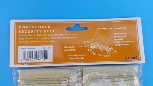 NEW - Brookstone Undercover Security Belt Travel SAFE TRAVEL Hiding Spot Pockets