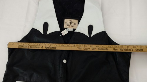 Bull Geniune Leather Vest Unisex Size L Black & White ( see Measurements ) NWT