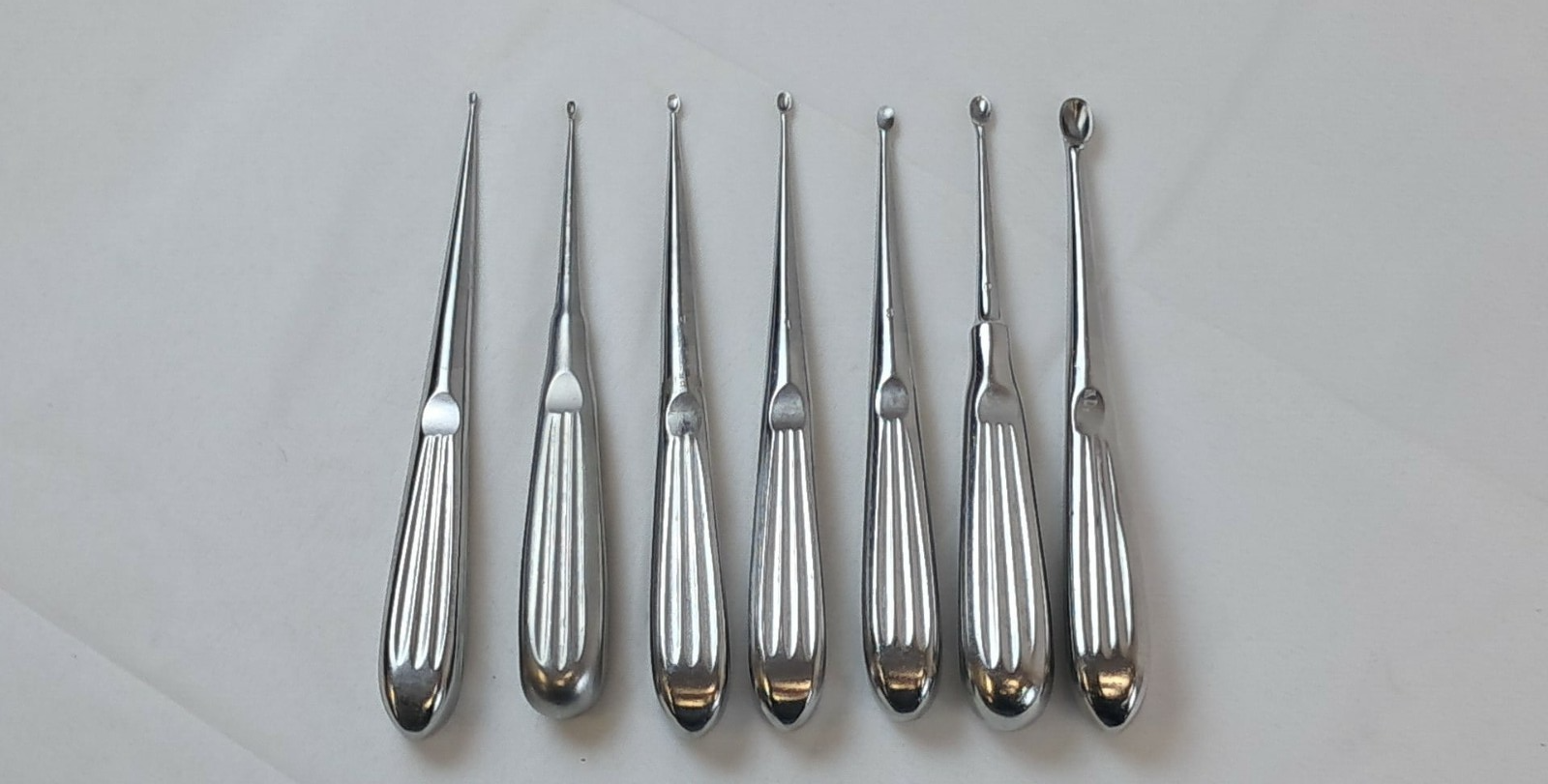 7pc Integra Jarit Bruns Straight Oval Cup Bone Curette Set